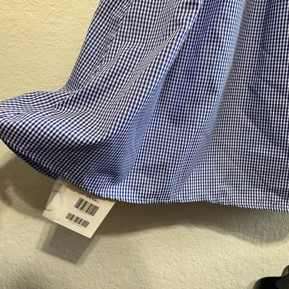 J. ING Off-Shoulder Gingham Blue Midi Fit & Flare Dress NWT Womens Size Large - Picture 4 of 14